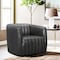 Armen Living Aries Pewter Genuine Leather Swivel Barrel Chair LCARCHPW - alternate 7